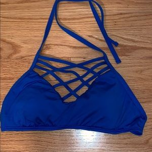 Royal Blue Halter Criss Cross Bikini Top